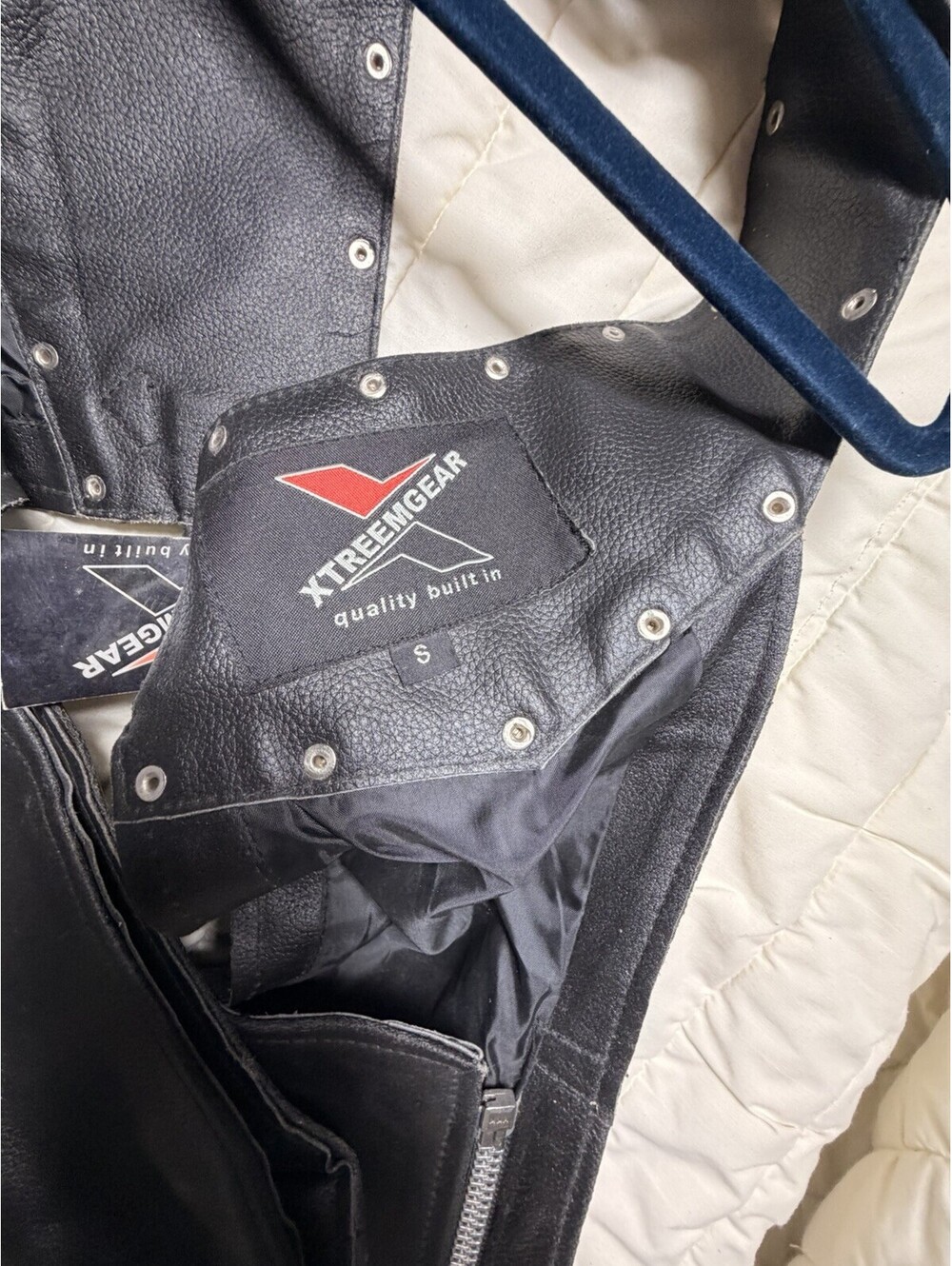 Xtreem Gear Leather Motorcycle Chaps Men’s Size Small Black